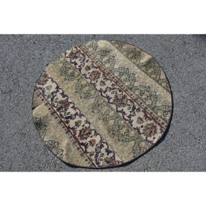 พรมสีเบจแบบดั้งเดิมขนาด3,7x3,7ฟุตพรมตุรกี - Product Image 4