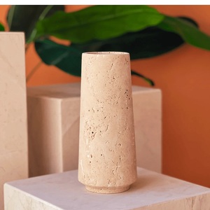 Tall Travertine <b>Stone</b> <b>Vase</b> Modern Minimal Design Natural Texture Elegant Centerpiece for Home Decor and Fresh Flower Display - Product Image 1
