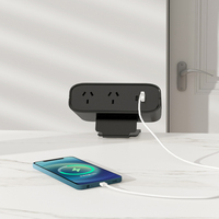 Abrazadera de escritorio de extensión de alimentación de oficina estándar AU moderna Toma de tira de alimentación con 2 salidas USB tipo A y tipo C Carga rápida
