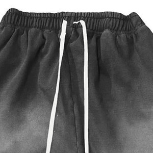 OEM Polyester/Cotton Breathable Acid Wash <b>Bleach</b> Wash High Waist Sweatpants for Men Custom Printed Elastic Waist Closure Flat - Product Image 4