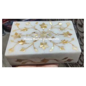 Caja de incrustaciones de mármol blanco de producto de marca de alta demanda de calidad superior con diseño de concha de mar de forma cuadrada para caja de almacenamiento de joyas - Product Image 4