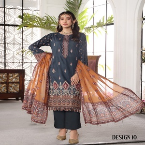 Costumes de pelouse musulmans décontractés de marque Haris 3 pièces pour femmes coutures personnalisées taille adulte vêtements indiens et pakistanais - Product Image 5