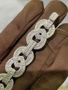 Pulsera de Cadena con Eslabones Redondos de Moissanita, Color D VVS, Plata 925, Joyería de Lujo con Micro Pavé, Estilo Hip Hop, OEM, ODM, Venta al por Mayor - Product Image 4