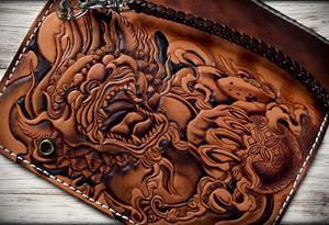 Carteras de Cuero Genuino 100% Hechas a Mano con Diseño Geométrico Vintage, Bloqueo RFID de Lujo, Impermeables, con Cierre Plegable - Product Image 6