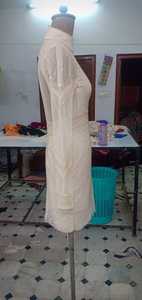 Perles florales broderie à la main à manches longues paillettes sexy chaudes licou cou genou longueur droite Tulle robe de soirée Cocktail - Product Image 3