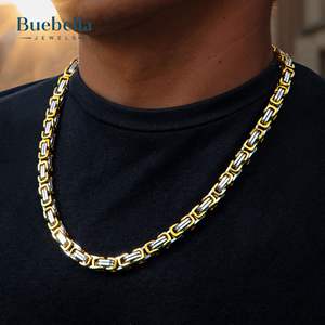 Venta caliente 14K Chapado en oro 925 Chapado en plata 8mm Cadena bizantina para hombres Collar Premium - Product Image 1