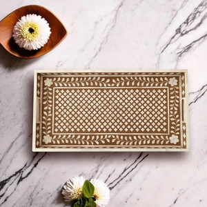 Bandeja de Servir de Estilo Moderno con Incrustaciones de Hueso Hecha a Mano para Cocina, Comedor, Baño y Vajilla - Apta para Lavavajillas - Product Image 1