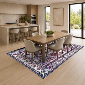 <b>RUGS</b> DEPOT LXDP-0566 Wholesale Pink Plum Traditional Anatolian Digital Printed Machine Washable Chenille Area <b>Rug</b> <b>Non</b> <b>Slip</b> - Product Image 4