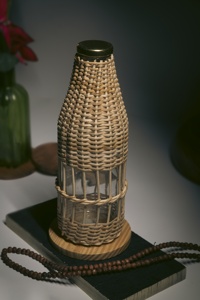 <b>Decorative</b> Unique Bamboo/Cane Hand-weaved Red Multi-functional High-quality Tabletop Glass <b>Jar</b>/Container for Storage/wax Filling - Product Image 3