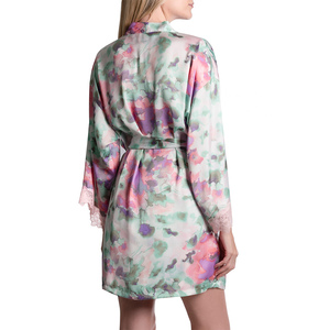 เสื้อคลุมผ้าซาตินสำหรับผู้หญิงชุดนอนผ้าไหม100% ติดป้ายโลโก้ตามต้องการ - Product Image 6