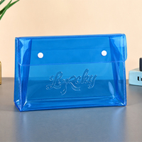 Pochette cosmétique en PVC transparente avec logo personnalisé, étanche, avec fermeture à bouton pression, organiseur de toilette en PVC pour les voyages