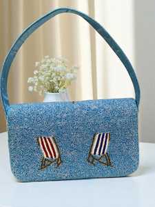 Sac à perles multicolores avec poignée, sac à main, sac à main décontracté, artisanat indien, fait à la main, sac baguette, - Product Image 3