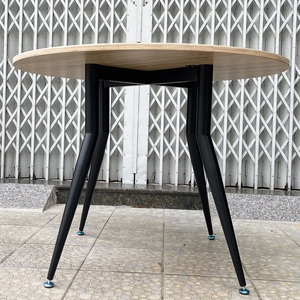 100cm Round Plywood <b>Dining</b> <b>Table</b> Set with Tapered Iron Legs Stable and Assembled for Home <b>Bar</b> Office or Daily Use-BA68089 - Product Image 6