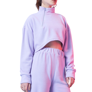 Haut court en polaire léger pour femme, sweat-shirt d'entraînement respirant à demi-fermeture éclair pour l'automne et l'hiver en vêtements de sport 2025 - Product Image 5