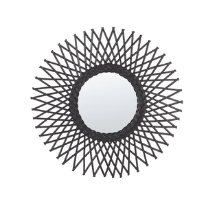 Espejo de pared de mimbre redondo negro natural al por mayor estilo de diseño artesanal para decoración rústica del hogar para sala de estar FÁBRICA DE Vietnam - Product Image 1