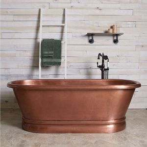 Bañera independiente hecha a mano de cobre antiguo, bañera de baño con patrón ovalado hecho a mano de La India, precio de venta de desbordamiento, exportadores mayoristas - Product Image 3
