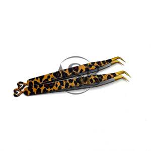 Pinzas para pestañas con estampado de leopardo de 65 grados, pinzas para pestañas OEM con agarre de impresión de logotipo personalizado de fibra delgada - Product Image 3