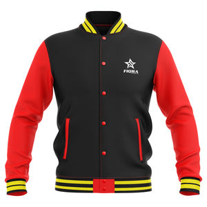 Chaqueta universitaria de béisbol personalizada para hombre de calle principal de lana bordada más vendida con logotipo frontal de cuello levantado - Product Image 1