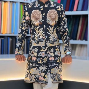 Tissus fantaisie de broderie naturelle en viscose pure sherwani kurta koti kurti tissus fantaisie - Product Image 1