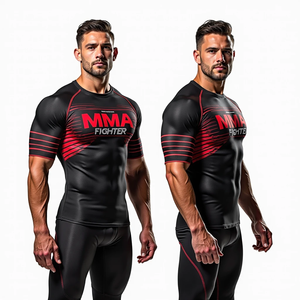 Rash Guard de compression d'entraînement pour les combattants de MMA avec kimono de jiu jitsu personnalisé à manches courtes et complètes - Product Image 2