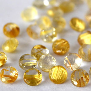 Cuarzo rutilo dorado natural Corte redondo de 4mm-Cuarzo rutilo dorado suelto Calidad superior - Product Image 1