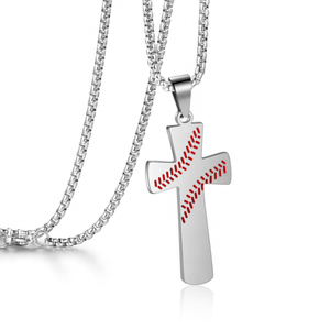Colgante de Cruz de Béisbol de Plata de Ley 925 con Baño de Oro de 14K y Rodio, Joyería Deportiva Única con Diseño Esmaltado, Regalo Hip Hop para Aficionados - Product Image 2