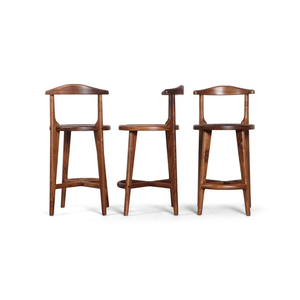 Tabouret de bar minimaliste moderne en bois de teck massif fabriqué à la main avec dossier ergonomique pour une utilisation à la maison-écologique et durable - Product Image 4