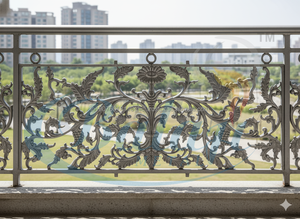 Rust Resistant Cast Iron Aluminum Modern Balcony Grill Home Exterior Heavy Duty Sand Moulded Decorative Pattern Painted UV - Product Image 2