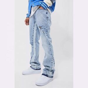 Pantalon en denim personnalisé de qualité supérieure pour hommes coupe régulière jean droit respirant léger et décontracté - Product Image 1