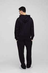 Ensemble survêtement en molleton de coton unisexe de haute qualité OEM ODM, taille plus, sweat-shirt noir surdimensionné, pantalon de survêtement avec logo personnalisé, vêtements chauds - Product Image 3