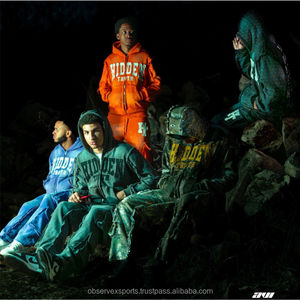 Combinaisons de sport personnalisées, poids lourd, avec fermeture éclair et strass, survêtements en pierre précieuse, ensemble sweat-shirt à capuche sérigraphié - Product Image 2