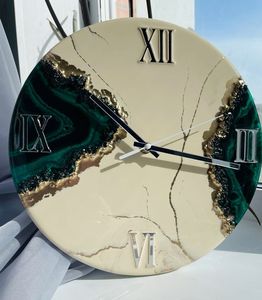 Horloge murale en résine FURNITURE ASSISTANT, résine époxy, taille personnalisée, fonctionne sur piles, design moderne, décoration de mariage, décoration de la maison, fabrication artisanale - Product Image 4