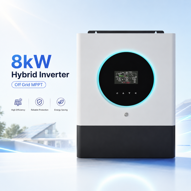 8kW Off Grid Hybrid Solar Inverter 48V 230Vac Single Phase Built in 120A MPPT Pure Sine Wave WiFi BMS for Home Energy Storage