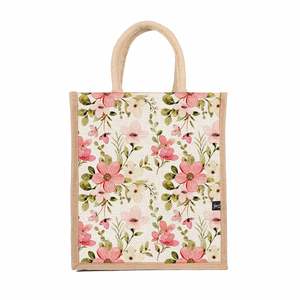 Fleurs de luxe imprimé sacs de Jute poignées parfait Shopping épicerie utiliser sacs toile sacs fourre-tout forme Rectangle qualité supérieure - Product Image 6