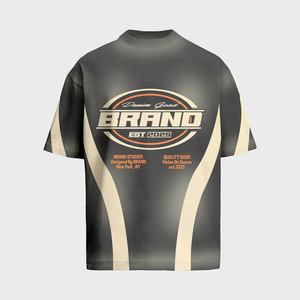 2025 nueva moda elegante Color gris de talla grande peso pesado moda cuello falso hombro caído algodón camisetas personalizadas - Product Image 6