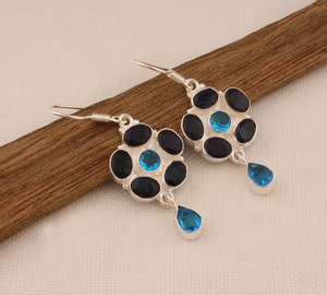 Pendientes de Topacio Azul de cianita para mujer, Plata de Ley 925, diseñador, piedras preciosas hechas a mano, joyería de boda, Idea de regalo, precio de fábrica - Product Image 3