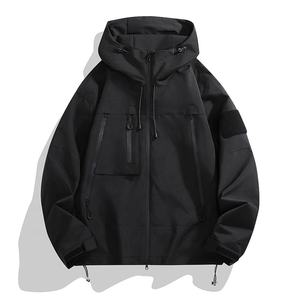 Veste coupe-vent à capuche unisexe avec fermeture éclair de haute qualité, logo personnalisé, vente en gros de vêtements d'extérieur légers pour hommes et femmes - Product Image 4