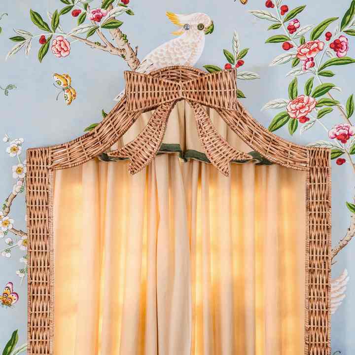 For Celine Bow Framed Rattan Mirror Modern Art Design Wood Decor for Bedroom and Living Room Wall Home Decoration