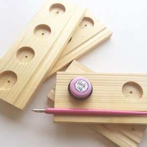 Soporte de bote de tinta de caligrafía de madera perfecto hecho a mano-soporte de bote de tinta de madera de mango - Product Image 1