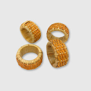 Lot de 4 ronds de serviette en rotin faits à la main Vaisselle rustique pour décor de fête de mariage Fabriqué au Vietnam - Product Image 6