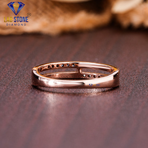 Lab-Stone Party Wear Bague en diamant 0.12 TDW Diamant taille ronde Or rose 18kt Couleur EF-VS - Product Image 4