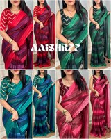 Blusa de Sari Elegante y Sofisticada en Azul Marino, de Algodón, Seda y Viscosa, Estilo Indio, para Uso Casual, con un Diseño Impresionante