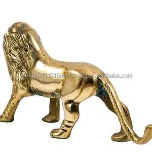 Patung singa marah kerajinan ekspor untuk patung hewan aluminium dekoratif atas meja untuk lapisan Emas Kualitas Terbaik