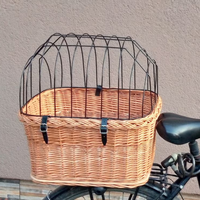 Nouvel article panier de vélo pour chien en rotin naturel écologique petit porte-vélo pour animaux de compagnie avec grille de protection du Vietnam