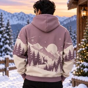Sudadera con Capucha Personalizada con Estampado Bordado Inspirado en la Navidad, Sudadera de Invierno 100% Algodón Felpa, Unisex, Venta al Por Mayor, Ropa OEM - Product Image 2