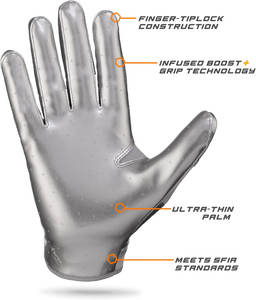 Gants de football rembourrés de haute qualité avec logo personnalisé, pour ligne de scrimmage et receveur, avec paume adhérente, fournisseur - Product Image 3