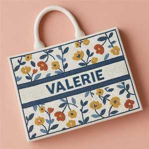 Fourre-tout perlé personnalisé, fourre-tout de mariage personnalisé, sac de perles florales, sac de mariage personnalisé, cadeau de demoiselle d'honneur, fourre-tout floral bleu, - Product Image 4