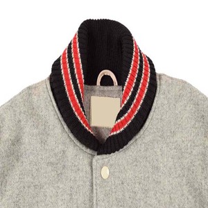 Laine de couleur gris chiné avec manches en cuir motif solide taille de couleur personnalisée Logo Design vêtements de sport universitaires Baseball hommes vestes - Product Image 3