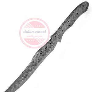 Damasco hoja en blanco hecha a mano Full Tang hoja en blanco caza cuchillo de camping - Product Image 3