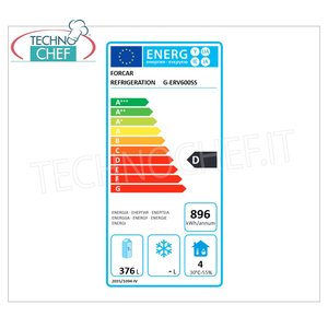 Équipement de réfrigération pour cuisine commerciale Forcar ECOVENT, armoire ventilée à 1 porte, 509 L, température contrôlée. Modèle ERV600SS de classe D 0/+8C - Product Image 2